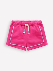 Boden Pink 100% Cotton Pom Trim Jersey Shorts - Image 1 of 3