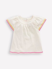 Boden Cream Trim Detail Pretty 100% Cotton Top - Image 2 of 4