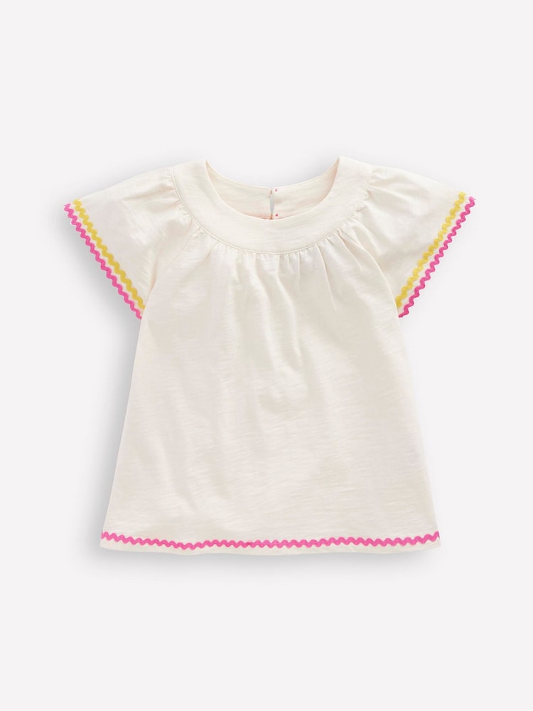 Boden Cream Trim Detail Pretty 100% Cotton Top - Image 2 of 4