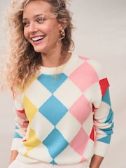 Boden Multi 100% Cotton Argyle Jumper - Image 1 of 7