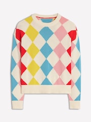 Boden Multi 100% Cotton Argyle Jumper - Image 6 of 7