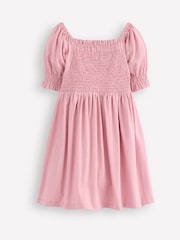 Boden Pink Clare Shirred 100% Cotton Appliqué Dress - Image 2 of 3
