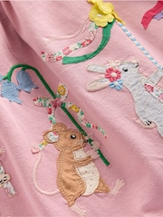 Boden Pink Clare Shirred 100% Cotton Appliqué Dress - Image 3 of 3