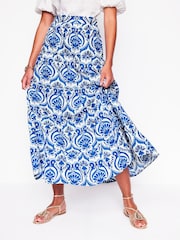 Boden Blue Nadia Poplin 100% Cotton Maxi Skirt - Image 4 of 5