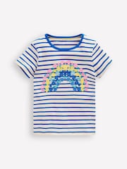 Boden Blue 100% Cotton Short Sleeve Appliqué T-Shirt - Image 2 of 4