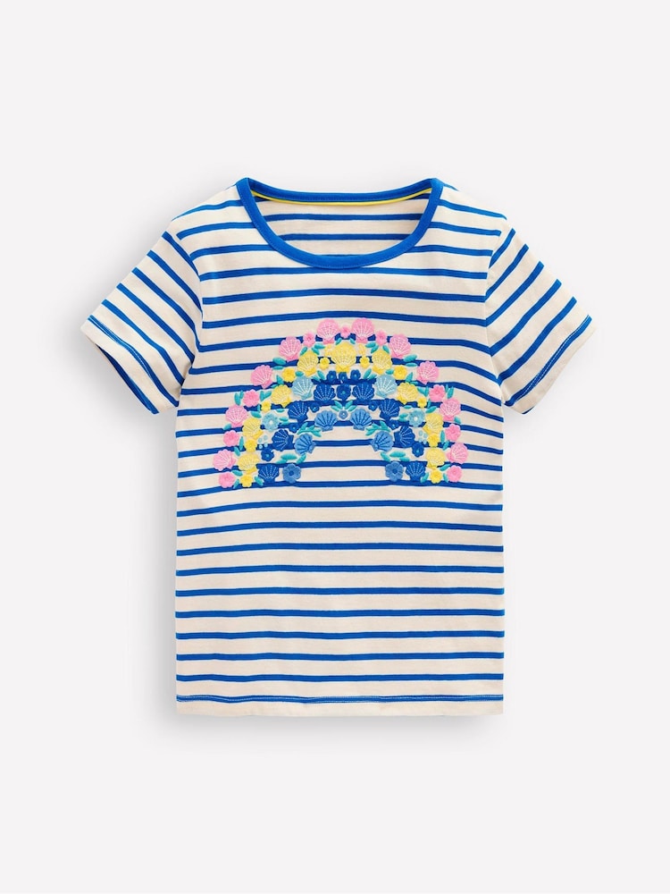 Boden Blue 100% Cotton Short Sleeve Appliqué T-Shirt - Image 2 of 4