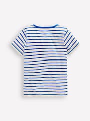 Boden Blue 100% Cotton Short Sleeve Appliqué T-Shirt - Image 3 of 4