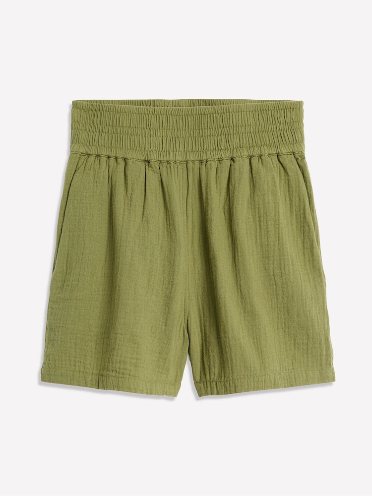 Boden Green 100% Cotton Smocked Double Cloth Shorts - Image 5 of 5 Boden Green 100% Cotton Smocked Double Cloth Shorts - Image 5 of 5