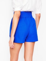 Boden Blue 100% Cotton Smocked Double Cloth Shorts - Image 3 of 5