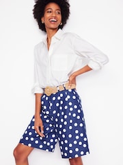 Boden Blue Pleat Wide Leg Shorts - Image 2 of 8