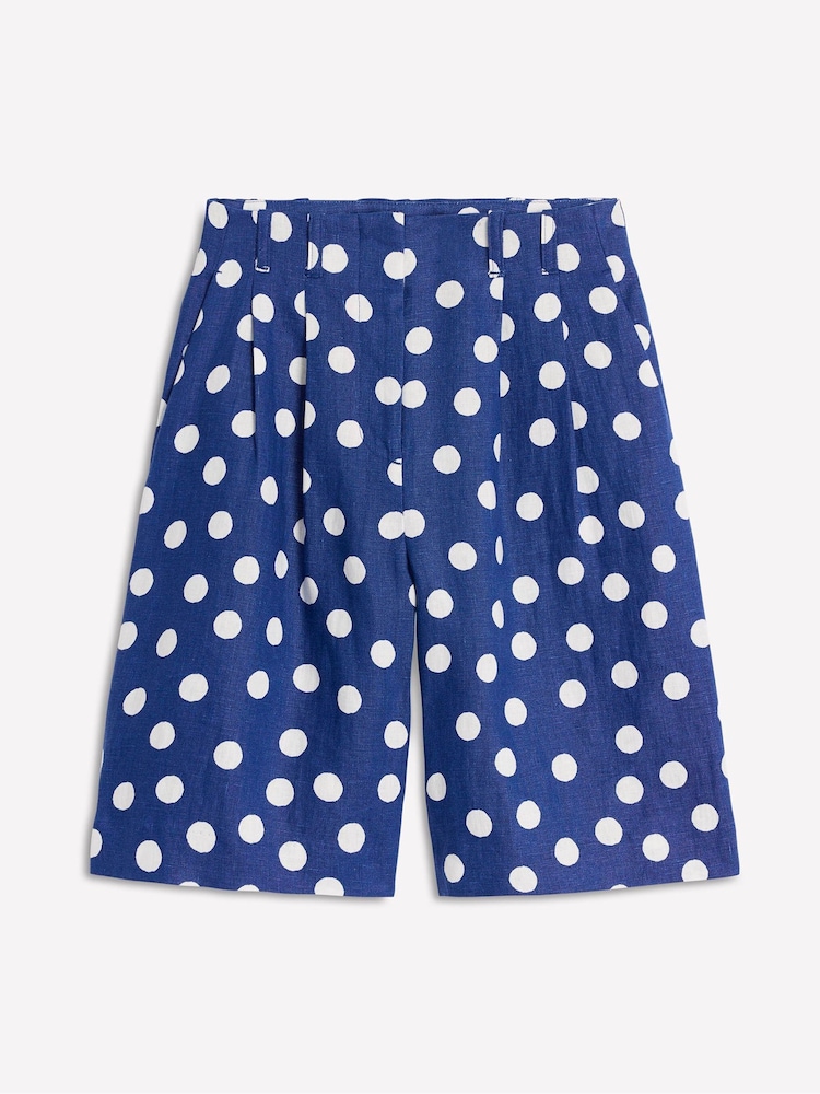 Boden Blue Pleat Wide Leg Shorts - Image 8 of 8