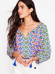 Boden Multi Blouson Sleeve Raglan 100% Cotton Top - Image 2 of 6