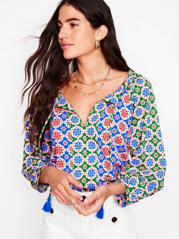 Boden Multi Blouson Sleeve Raglan 100% Cotton Top - Image 2 of 6