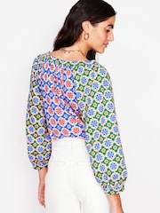 Boden Multi Blouson Sleeve Raglan 100% Cotton Top - Image 4 of 6
