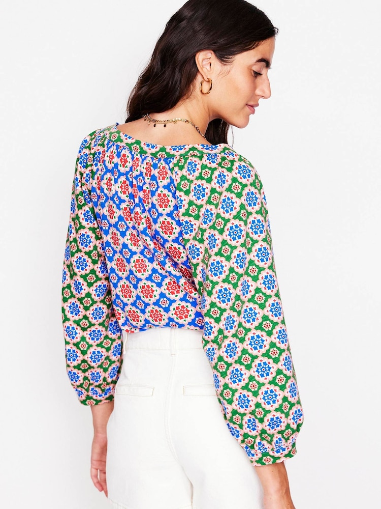 Boden Multi Blouson Sleeve Raglan 100% Cotton Top - Image 4 of 6