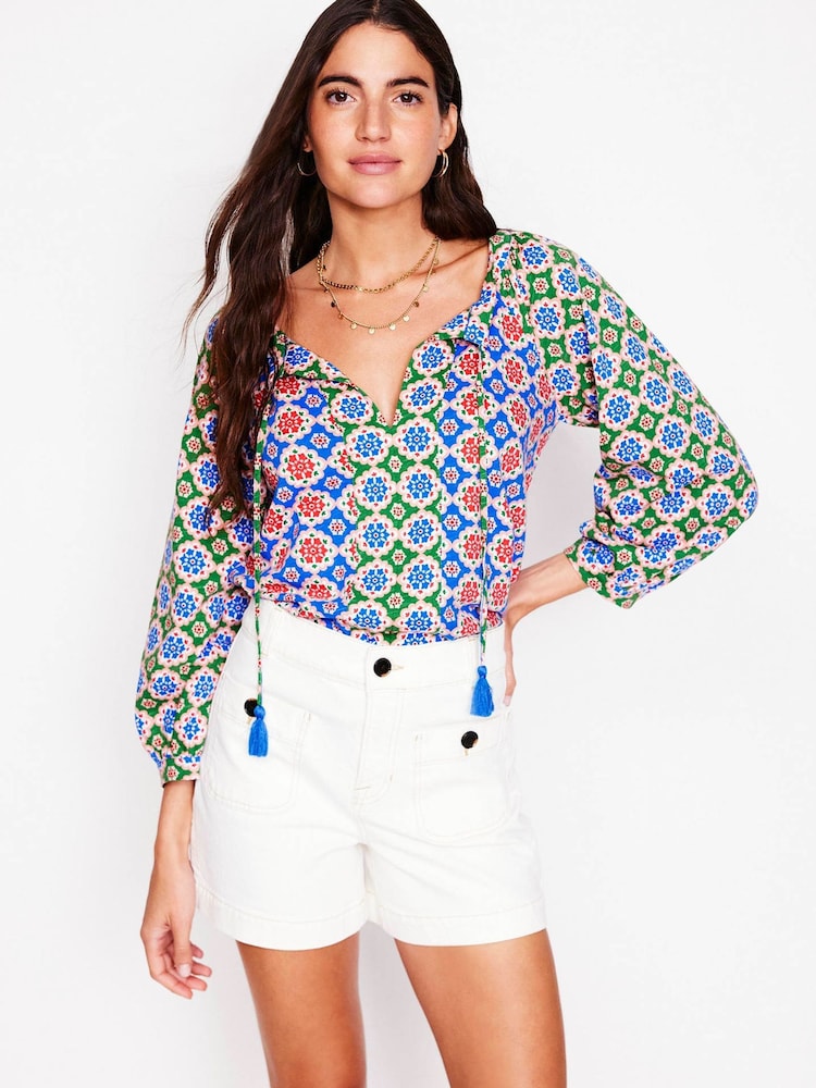 Boden Multi Blouson Sleeve Raglan 100% Cotton Top - Image 5 of 6