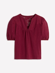 Boden Red Dolly Broderie 100% Cotton Top - Image 4 of 4