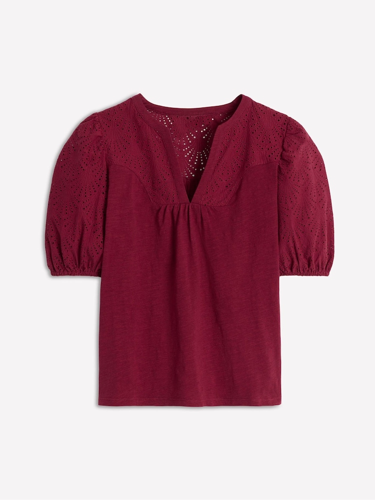 Boden Red Dolly Broderie 100% Cotton Top - Image 4 of 4 Boden Red Dolly Broderie 100% Cotton Top - Image 4 of 4