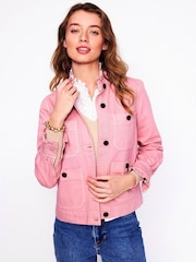 Boden Pink Denim Frill Collar 100% Cotton Jacket - Image 5 of 5
