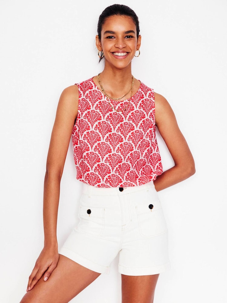 Boden Red 100% Linen Shell Top - Image 1 of 4 Boden Red 100% Linen Shell Top - Image 1 of 4