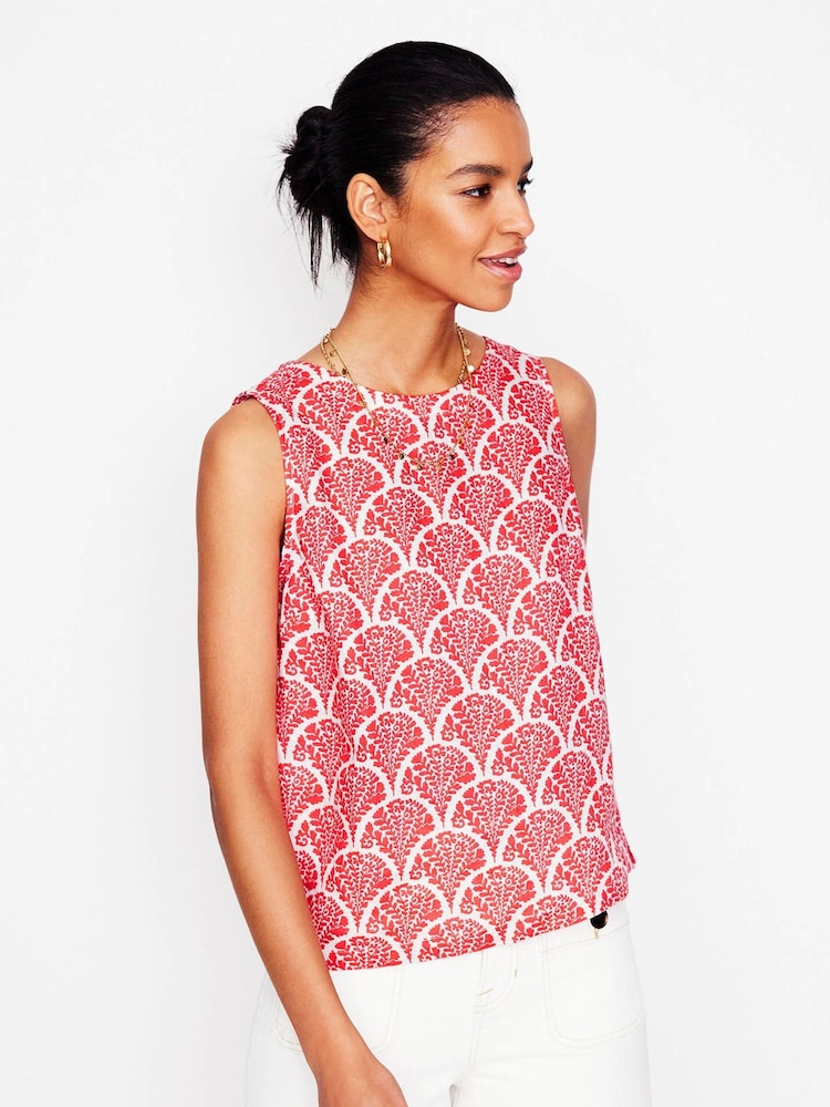 Boden Red 100% Linen Shell Top - Image 2 of 4