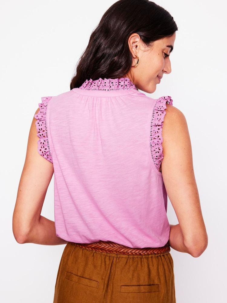 Boden Purple Aria Broderie Trim Vest - Image 2 of 4
