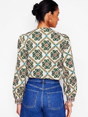 Boden Green 100% Cotton Notch Neck Top - Image 4 of 6