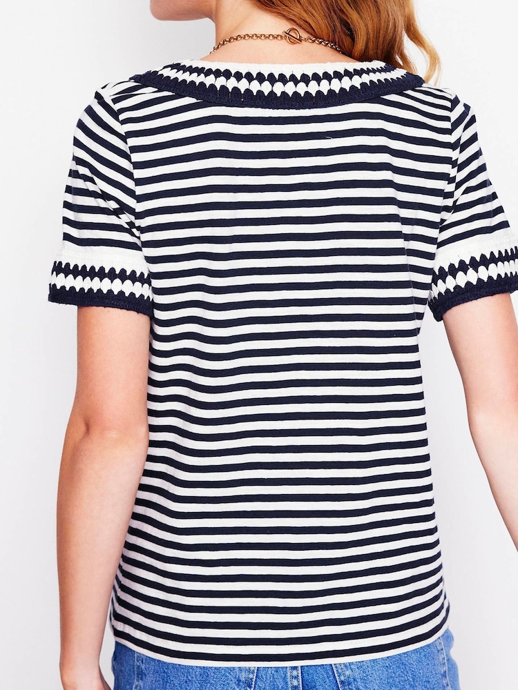 Boden Cream Fae Crochet 100% Cotton T-Shirt - Image 3 of 5