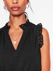 Boden Black Aria Broderie Trim Vest - Image 2 of 5