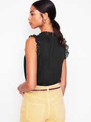 Boden Black Aria Broderie Trim Vest - Image 3 of 5