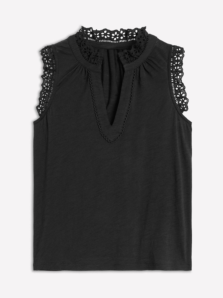 Boden Black Aria Broderie Trim Vest - Image 5 of 5