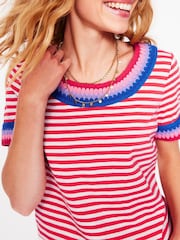 Boden Red Fae Crochet 100% Cotton T-Shirt - Image 2 of 5