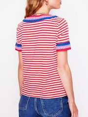 Boden Red Fae Crochet 100% Cotton T-Shirt - Image 3 of 5