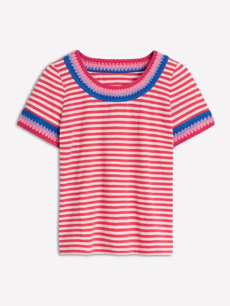 Boden Red Fae Crochet 100% Cotton T-Shirt - Image 5 of 5