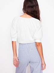 Boden White 100% Cotton Trim Insert Double Cloth Top - Image 2 of 6