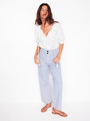 Boden White 100% Cotton Trim Insert Double Cloth Top - Image 3 of 6