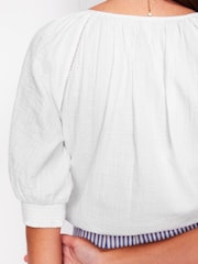 Boden White 100% Cotton Trim Insert Double Cloth Top - Image 5 of 6