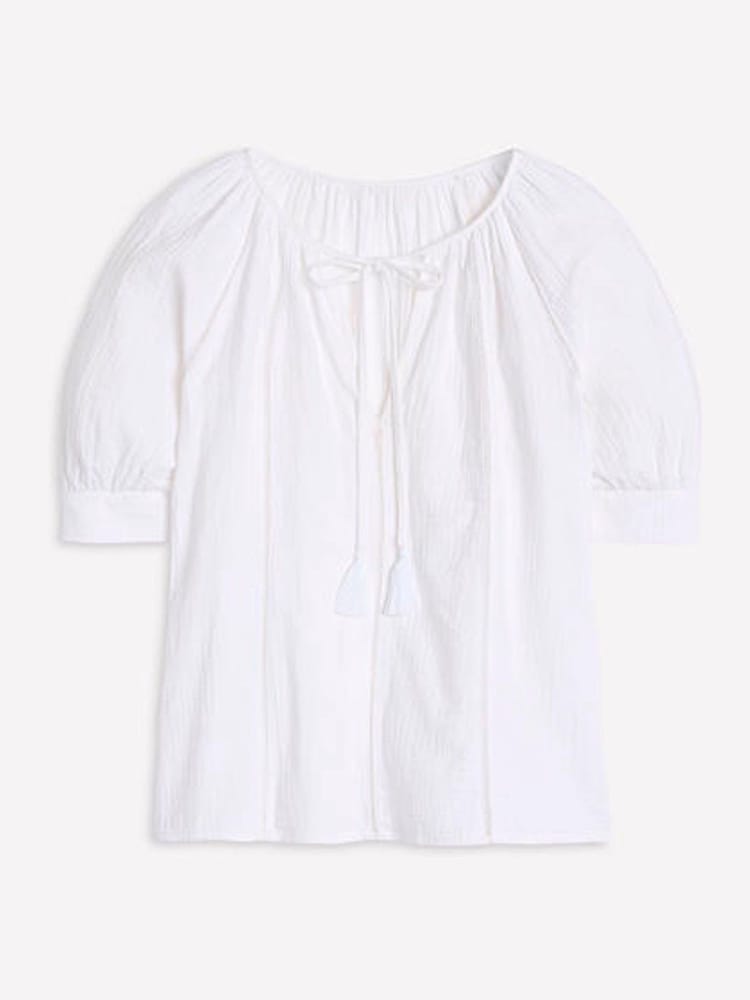 Boden White 100% Cotton Trim Insert Double Cloth Top - Image 6 of 6