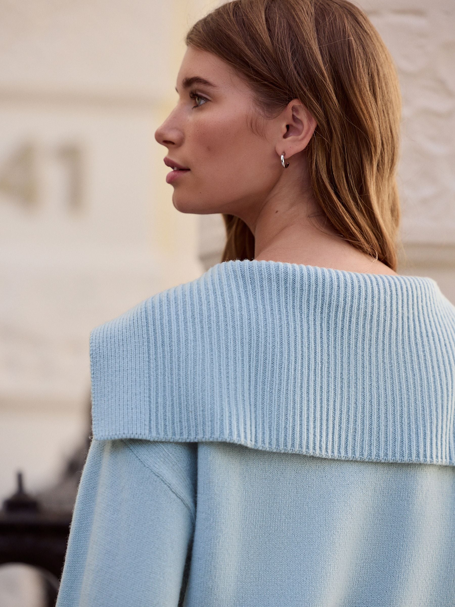 Buy Blue N.Premium 100% Lambswool Sailor Collar Jumper from the