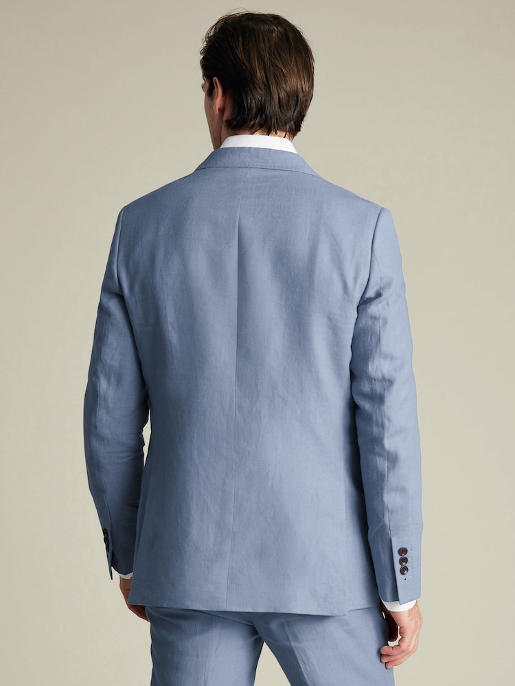 Charles Tyrwhitt Blue Slim Fit Slim Fit 100% Linen Jacket - Image 2 of 5