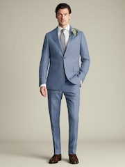 Charles Tyrwhitt Blue Slim Fit Slim Fit 100% Linen Jacket - Image 3 of 5