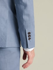 Charles Tyrwhitt Blue Slim Fit Slim Fit 100% Linen Jacket - Image 4 of 5