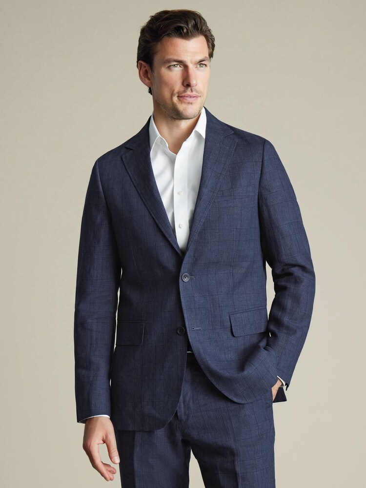 Charles Tyrwhitt Blue Slim Fit 100% Linen Jacket - Image 1 of 5