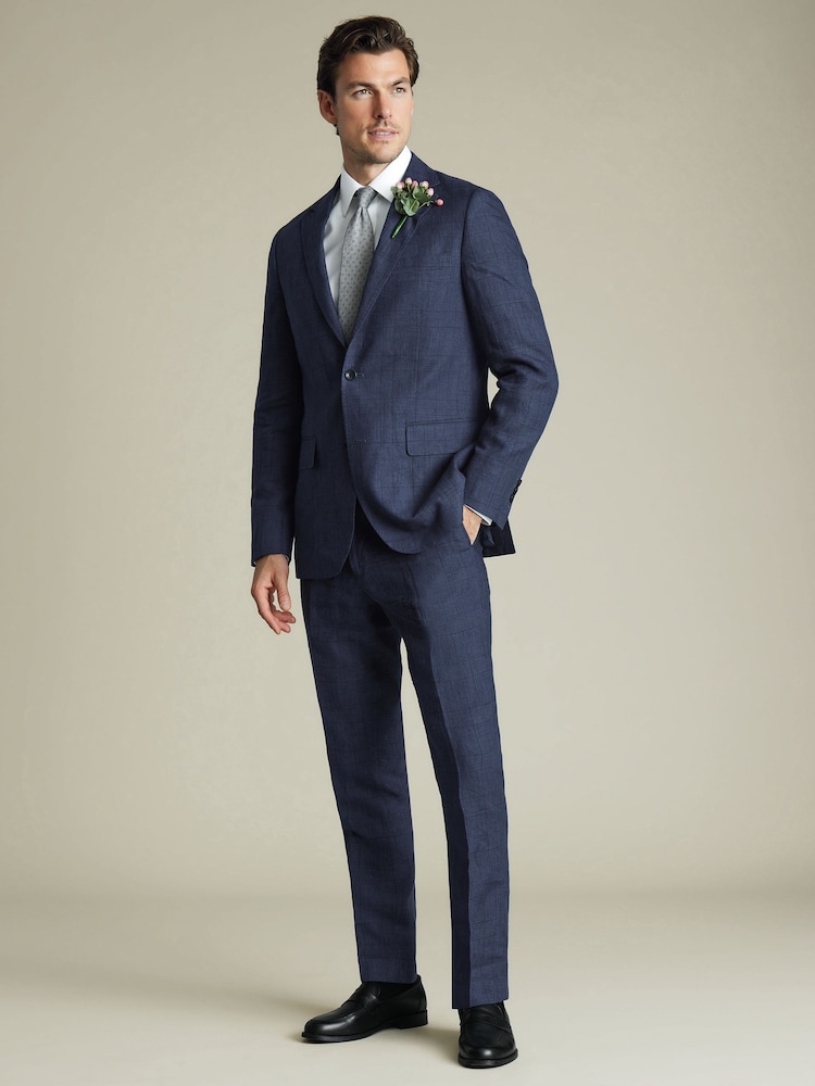 Charles Tyrwhitt Blue Slim Fit 100% Linen Jacket - Image 5 of 5