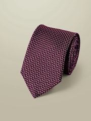 Charles Tyrwhitt Dark Pink Stain Resistant Geo Tie - Image 1 of 2