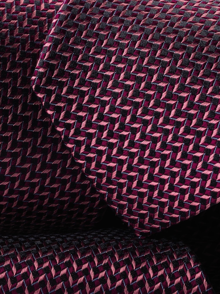Charles Tyrwhitt Dark Pink Stain Resistant Geo Tie - Image 2 of 2