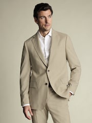 Charles Tyrwhitt Brown Slim Fit Tropical Trousers - Image 1 of 6