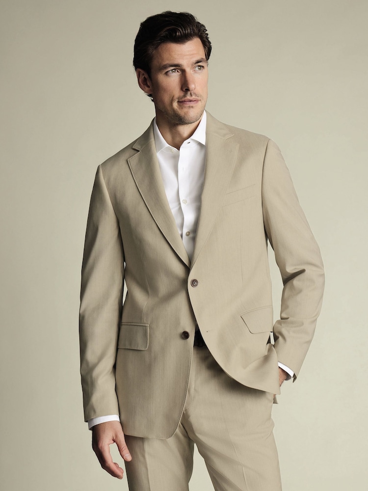 Charles Tyrwhitt Brown Slim Fit Tropical Trousers - Image 1 of 6