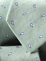 Charles Tyrwhitt Green Silk Linen Printed Tie - Image 2 of 2