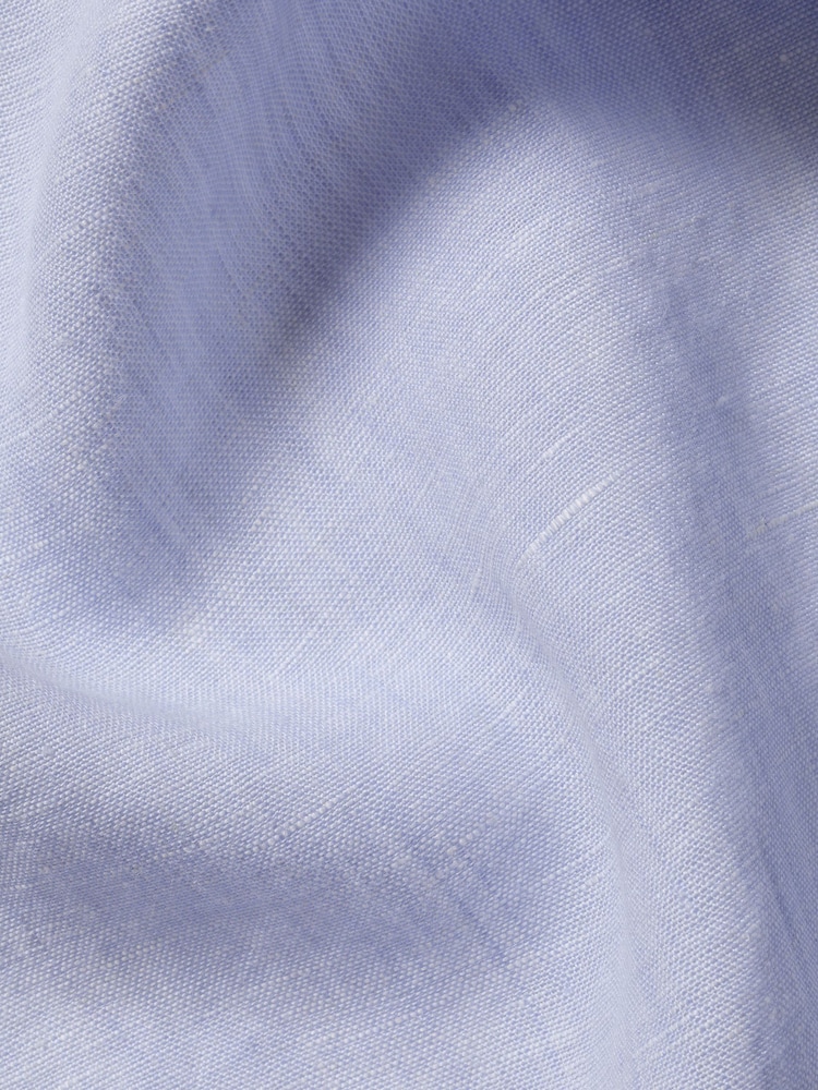 Charles Tyrwhitt Blue Slim Fit Plain Button Down Pure 100% Linen Shirt - Image 5 of 5